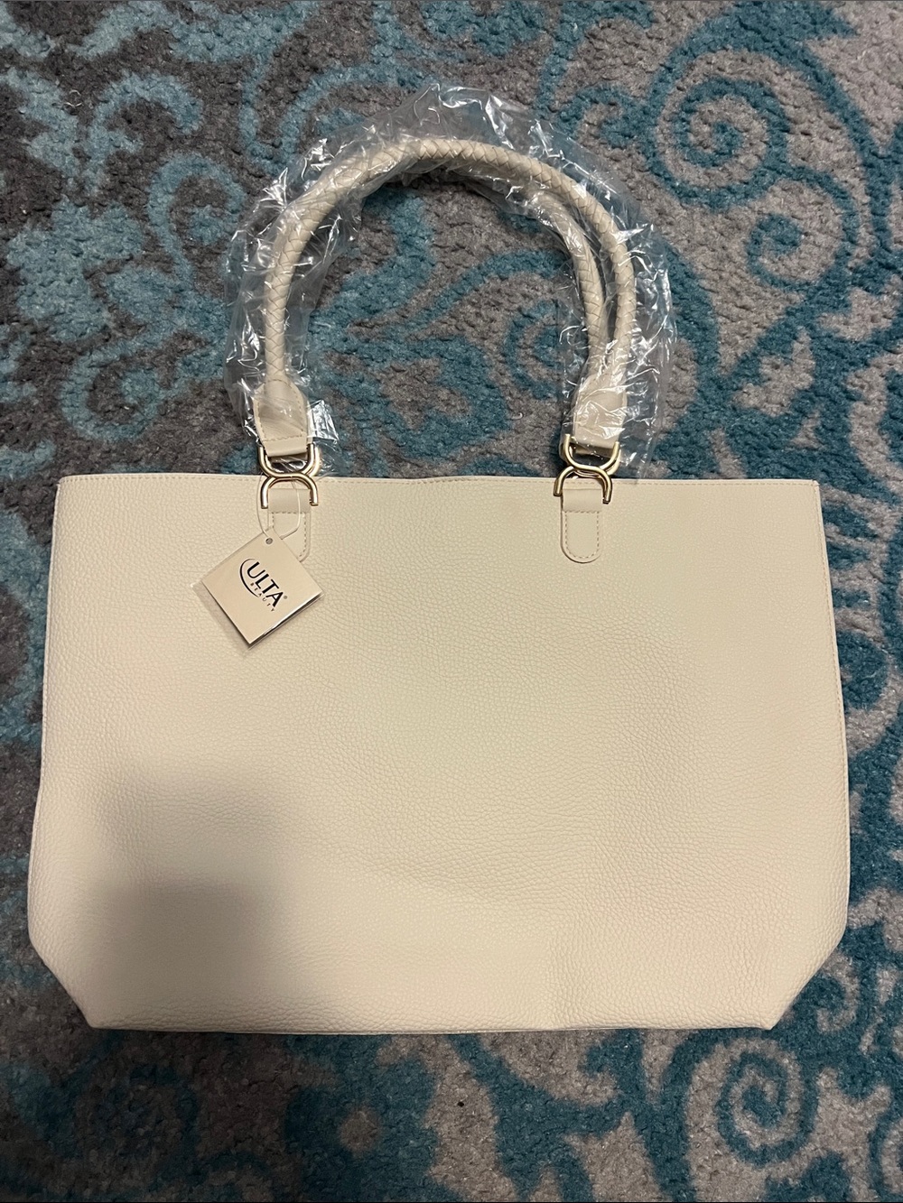 Ulta Beauty Ivory Tote with Braided Handles